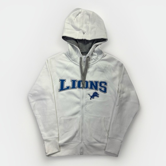 Antigua Tops - Detroit Lions Womens Hoodie Antigua Full Zip Sweatshirt White Size M NFL